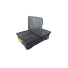Modern Homes - Bac de rangement avec couvercle - 28 L - Gris translucide avec poignées jaunes-5