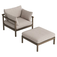 Modway - Eleni Deux pièces Terrasse extérieure Bois de teck Ensemble salon - Caillou-Fauteuil lounge