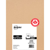 Avery - Étiquettes d'expédition laser 5963 permanentes avec TrueBlockâ„¢, 4 po x 2 po, blanc, paq./2500-Technologie TrueBlock pour réellement couvrir tout ce qu'il y a dessous