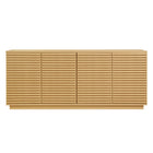 Modway - Render 4 portes Cannelé Meuble de télévision pour meuble de buffet - Chêne-Assemblée requise