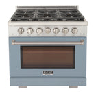 Kucht - 36 po Série KFX-X Cuisinière Pro Style au gaz naturel - Acier inoxydable/Bleu pâle-Brûleur rocket power de 21 000 btu pour un saisissage rapide