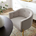 Modway - Savour Touffe Performance Velvet Chaise d’accent - Gris clair-Pieds en acier inoxydable doré