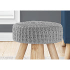Monarch Specialties - 9013 Pouf - Tricot Gris/Pattes Bois Naturel-3