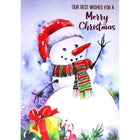 Mill Brook Studio - Cartes de souhaits Noël / Enveloppes - 5-3/8 po x 7-3/4 po - Nos Voeux: Bonhomme de Neige agitant la main - Paquet de 18-Cartes de souhaits qualité boutique