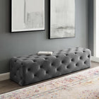 Modway - Amour Entrée à boutons touffés de 72" Performance Velvet Banc - Gris-Rembourrage en velours polyester Performance