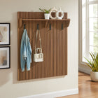 Modway - Render Cannelé Panneau porte-manteaux avec tablette in Noyer-Finition stratifiée durable en grain de bois