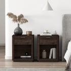 Manhattan Comfort - Ensemble de 2 tables de chevet modernes Evelyn 20" à 1 tiroir - Marron-Comprend 1 étagère ouverte et 1 tiroir à extension totale