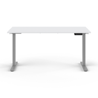 Humanscale - Table assis-debout eFloat Go 2.0 - 30 po x 58 po - surface stratifiée blanche/piètement argenté-Le cadre extensible convient aux surfaces de travail de 48 à 72 po de largeur et de 24 à 30 po de profondeur. Le réglage est simple et fluide