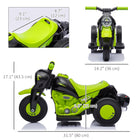 Qaba - Moto électrique pour enfants 3 roues 6V avec phare LED - vert-Trois roues assurent stabilité et sécurité 