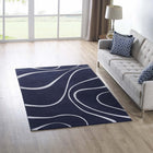 Modway - Therese Tourbillon abstrait Tapis de 5 pi l x 8 pi L - Marine et Ivoire-Tissage serré à poil bas