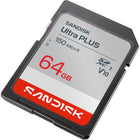 SanDisk - Carte SDHC UHS-I Ultra Plus 64 Go-Votre carte est testée pour résister à vos aventures : elle supporte l'eau, les variations de température, les rayons X, les chutes, les champs magnétiques, l'humidité, l'usure et les chocs