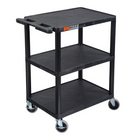 Luxor - Chariot utilitaire à trois plateaux plats de 34" H Luxor ENDURA - 24" L x 18" P - noir-Le chariot comprend trois plateaux plats fabriqués à 100 % en polyéthylène haute densité recyclé, offrant un support solide pour une variété d'articles
