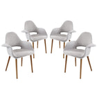 Modway - Aegis Fauteuil à manger Ensemble de 4 - Gris clair-Design du milieu du siècle avec un look moderne