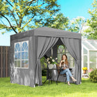 Outsunny - Tente auvent pliante 6.6 pi l x 6.6 pi L pour extérieur - jardin - patio - Gris-Structure en acier avec revêtement en poudre finition blanche pour garantir une utilisation durable
