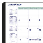 Blueline - 2026 Agenda mensuel Essential 16 mois - 9-1/4" x 7-1/4" - Noir - Bilingue-Coins détachables