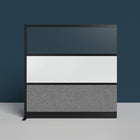 Luxor - Mur modulaire 70 x 70 - Extension de cadre noir large, acrylique givré, tableau blanc, PET gris frais-S'intègre au système de cloisons de séparation pour des configurations évolutives