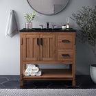 Modway - Ashlyn 36" Armoire de toilette de salle de bain (lavabo non inclus) - Noyer-Capsules de pied non marquées