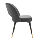 Modway - Rouse Performance Velvet Fauteuil d’appoint de salle à manger - Charbon de bois-Design moderne du milieu du siècle