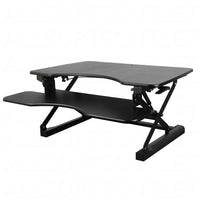 TygerClaw – Bureau assis/debout à hauteur réglable (TYDS10020BLK)-Intégré avec doubles ressorts pneumatiques, permettant d'utiliser le poste debout ou assis par simple soulèvement des poignées aux extrémités