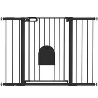 PawHut - Barrière pour animaux extra large 30"-52" avec petite porte - 35"L-Cette barrière de sécurité pour escaliers permet à la porte de s’ouvrir dans les deux sens