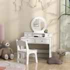 Qaba - Coiffeuse pour enfant avec miroir et tabouret - Blanc-Material: MDF 