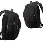 Swissdigital - Sac à dos noir NEPTUNE avec localisateur SDD-CONFORME AUX NORMES TSA - Le sac à dos idéal pour les voyages en avion. En quelques gestes, il s'ouvre à 180 degrés, permettant au personnel de sécurité de l'aéroport d'inspecter rapidement et facilement votre bagage cabine sans sortir votre ordinateur portable ou votre tablette.