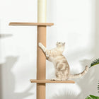 PawHut - Arbre à chat du sol au plafond 100 po avec 3 perchoirs - brun-Matériau : Panneau de particules de qualité E1 et peluche 
