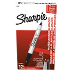 Sharpie - Marqueurs permanents à deux bouts − Noir − Paquet de 12-Une pointe fine et ultra-fine dans un seul marqueur pratique