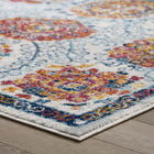 Modway - Entourage Treillis marocain floraux vieillis Kensie Tapis de 5 pi l x 8 pi L - Ivoire Bleu Rouge Orange Jaune-Dessous en caoutchouc de prise