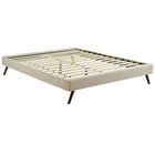 Modway - Loryn Tissu Cadre de lit complet avec pieds ronds écartés, Beige-Cadre en bois massif