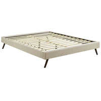 Modway - Loryn Tissu Cadre de lit complet avec pieds ronds écartés, Beige-Cadre en bois massif
