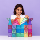 Connetix - Château à Paillettes Pack, Contenant 48 Pièces-Couleurs pastel signature et couleurs vives éclatantes avec paillettes ultra-fines