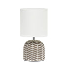 Simple Designs - Petite lampe de table - taupe avec design Web blanc-La forme d'une mini-lampe de table standard, mais les vagues peintes sur la base confèrent à cette lampe un aspect plus moderne et contemporain