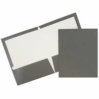 JAM Paper - Chemises de présentation laminées à deux pochettes - brillantes - gris - Paquet de 6-Dossier gris