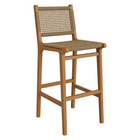 Modway - Rowe Terrasse extérieure Bois de teck Chaises de bar Ensemble de 2 - Naturel-Glissières de plancher