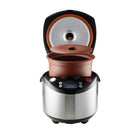 Vitaclay - Multicuiseur biologique intelligent à feu supérieur - 4,2 qt.-La conception du double couvercle maximise commodément la qualité de cuisson à la vapeur, ce qui accélère le processus de cuisson pour les aliments tendres et savoureux. En ce qui concerne la cuisson lente, le VitaClay Chef Gourmet Rice & Slow Cooker est vraiment à la hauteur de son nom gastronomique. Il amène RAPIDEMENT les aliments à ébullition - deux fois plus vite que la plupart des mijoteuses conventionnelles , puis, réduit la cha