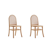 Manhattan Comfort - Paragon 1.0 Lot de 2 chaises de salle à manger rembourrées style industriel chic 17,52 po - Nature et Avoine-Chaise de salle à manger moderne au style industriel chic avec assise en cannage, idéale pour la salle à manger, lot de 2