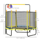 Qaba - Trampoline pour enfants avec panier de basket et barre horizontale - 1,4 m - Jaune-La conception de sécurité sans ressort comprend des cordons élastiques rembourrés pour éliminer le risque de blessure 