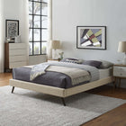 Modway - Loryn Tissu Cadre de lit complet avec pieds ronds écartés, Beige-Rembourré en polyester