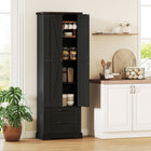 HOMCOM - Armoire de cuisine style ferme 71 po - noir-Étagères réglables sur trois niveaux pour personnaliser facilement l’espace pour les objets hauts 