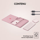 Logitech - Casa Pop-Up Desk - Rose-Développement durable: les pièces en plastique de Casa Pop-Up Desk sont en plastique recyclé post-consommation certifié (Pavé tactile: minimum 62%, clavier: minimum 47%, étui: minimum 44%) 