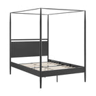 Modway - Marlowe Auvent à baldaquin à 4 baldaquins Métal Lit de plateforme complet, Charbon de bois-Cadre métallique effilé