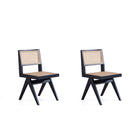 Manhattan Comfort - Lot de 2 chaises de salle à manger Hamlet 44,8 cm style industriel chic - noir et cannage naturel-Moderne - Chaise de salle à manger chic en rotin parfaite pour une utilisation dans la salle à manger Lot de 2