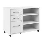 Bush Business Furniture - Hustle Armoire de rangement de bureau avec roulettes, blanc (HUF140WH)-L'armoire de rangement de bureau présente une solution d'organisation idéale pour les petites et moyennes entreprises et les professionnels travaillant à domicile