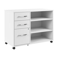 Bush Business Furniture - Hustle Armoire de rangement de bureau avec roulettes, blanc (HUF140WH)-L'armoire de rangement de bureau présente une solution d'organisation idéale pour les petites et moyennes entreprises et les professionnels travaillant à domicile