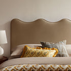 Modway - Athena Velours de performance résistant aux taches Tête de lit King Size, Taupe-Cadre en mélange de bois