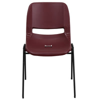 Flash Furniture - Chaise coquille bourgogne, empilable et ergonomique de la série HERCULES avec cadre noir, capacité de 880 lb-Ensemble de 5 chaises empilables polyvalentes