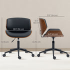 HOMCOM - Chaise de bureau moderne sans accoudoirs avec roulettes-Structure en bois courbé et base thermolaquée pour une stabilité accrue