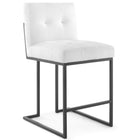 Modway - Privy Acier inoxydable noir Tissu rembourré Tabouret de comptoir - Noir Blanc - Ensemble de 2-Base géométrique en acier inoxydable noir mat