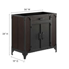 Modway - Steamforge 36" Armoire de toilette de salle de bain (lavabo non inclus) - Noyer noir-Charnières pivotantes